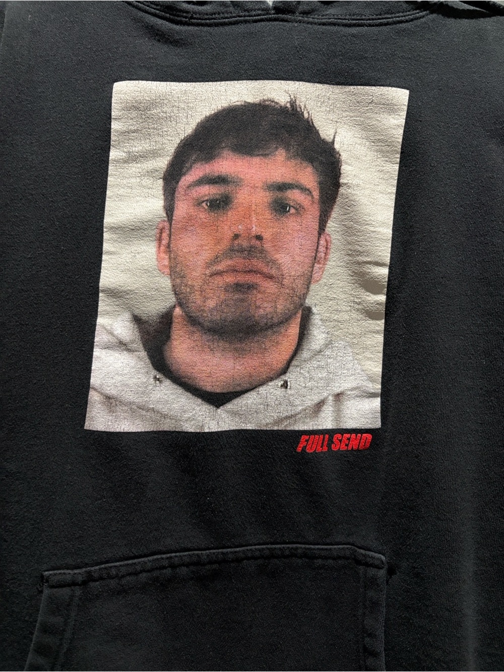 Full Send Nelk Boys Mugshot Graphic Hoodie Black Size Large Oversized Streetwear